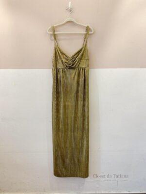 Vestido Midi Dourado Plissado Glam By | Tam: GG