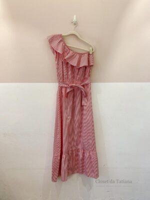 Vestido Midi Vermelho Listrado Clothes And Co. | Tam: M