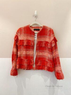 Casaco Tweed Vermelho Zara | Tam: PP