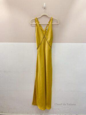 Vestido Longo Mostarda Bordado Zara | Tam: PP