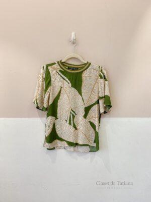 Blusa Estampada Verde Shoulder | Tam: 38