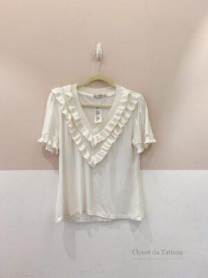 Blusa Branca Babados Frontais Mille Bises | Tam: P