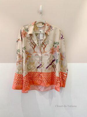 Camisa Acetinada Estampada Zara | Tam: M