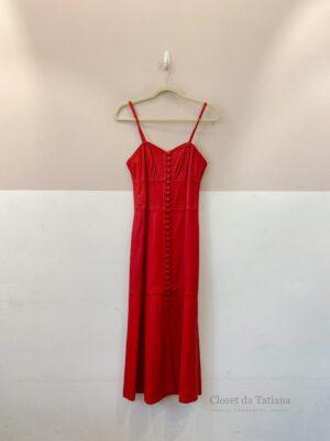Vestido Midi Couro Vermelho Renatta Gomes | Tam: PP