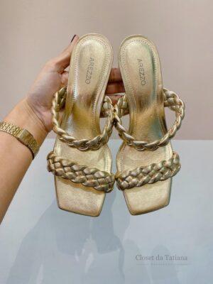 Tamanco Dourado Trançado Arezzo | Tam: 37