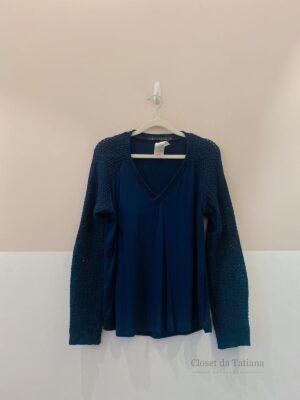 Blusa Marinho Malha Manga Maria Filó | Tam: G