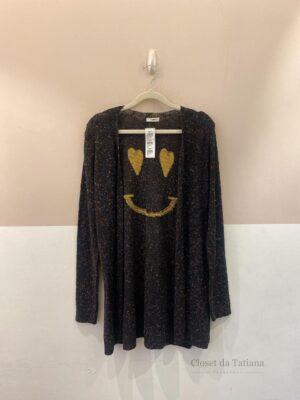 Cardigan Preto Tricot Dupla | Tam: M
