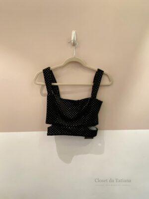 Cropped Veludo Brilhos Preto Nv | Tam: PP