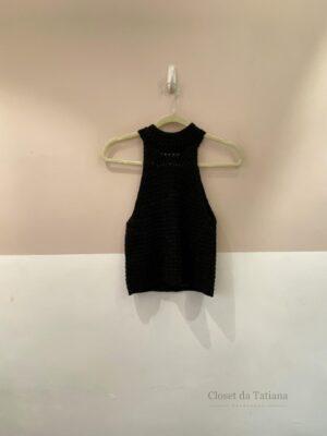 Blusa Crochet Preta Mango | Tam: M