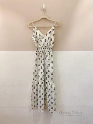Vestido Midi Branco Gatinhos Abrand | Tam: 36