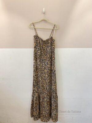 Vestido Longo Onça Bege Maria Filó | Tam: G