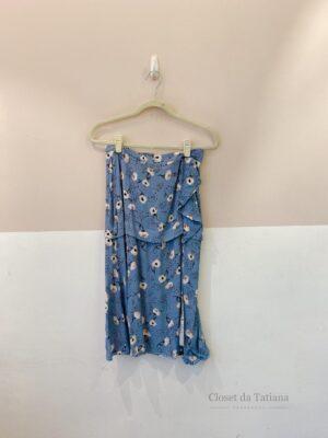 Saia Midi Azul Floral Maria Filó | Tam: P