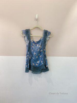 Blusa Azul Floral Maria Filó | Tam: M