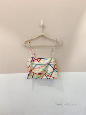 Cropped Branco Estampado Abrand | Tam: 40