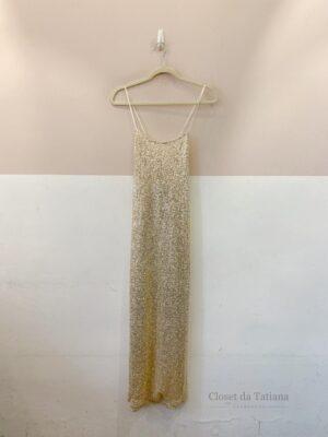 Vestido Midi Paetês Dourados Loja 3 | Tam: M