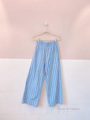 Calça Pantacourt Azul Listrada Rio De Jas | Tam: P