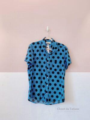 Camisa Azul Bolas Aragana | Tam: M