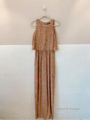 Vestido Longo Seda Rosé Floral Mixed | Tam: 34