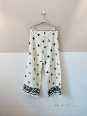 Calça Branca Bordada Zara | Tam: M